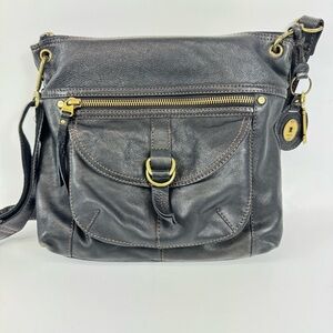 Fossil Shoulder Bag Sasha Black Pebbled Leather Crossbody Bag